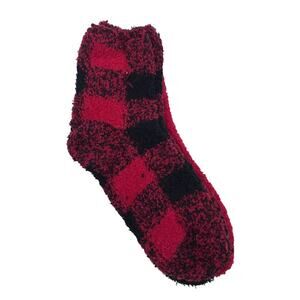 Marilyn Monroe 3-Pair Plush Crew Socks OS Red Black Buffalo Plaid Fuzzy NWOT